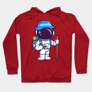 Cute Astronaut Hiking Travelling Cartoon Hoodie